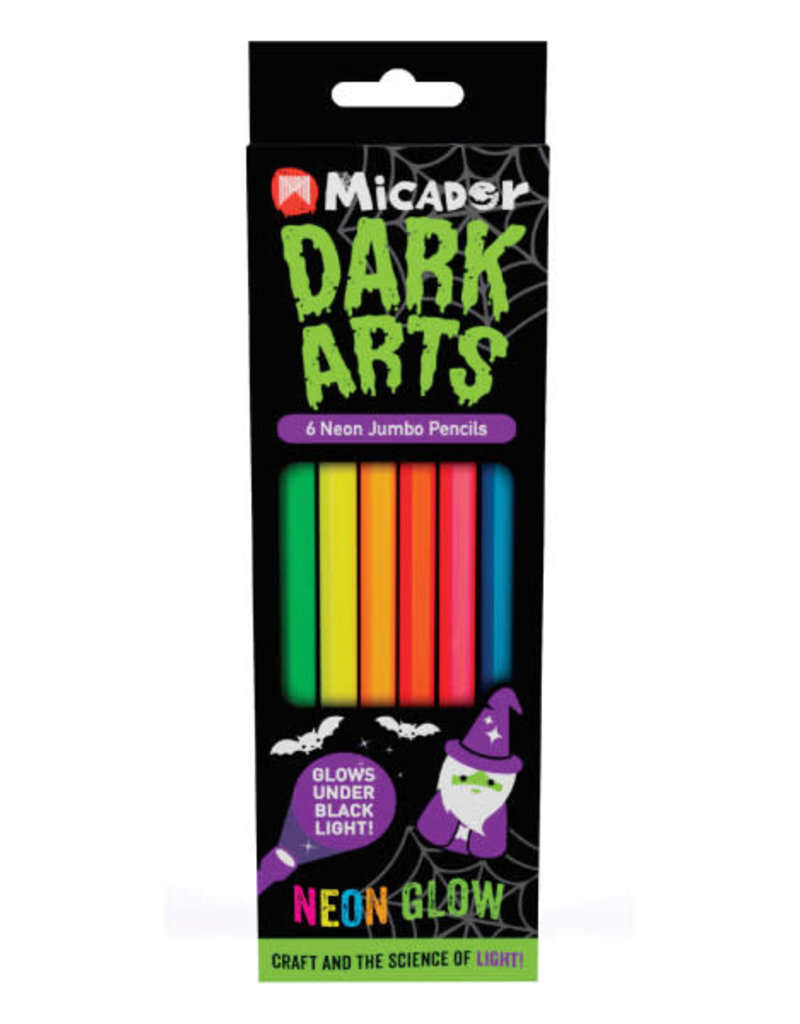 Micador Dark Arts Neon Glow Jumbo Pencils 6 Color Set