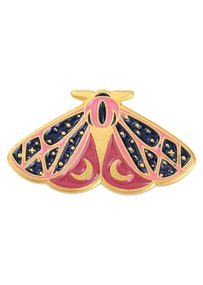 Miss Zoe Enamel Pin Red and Black  Moth