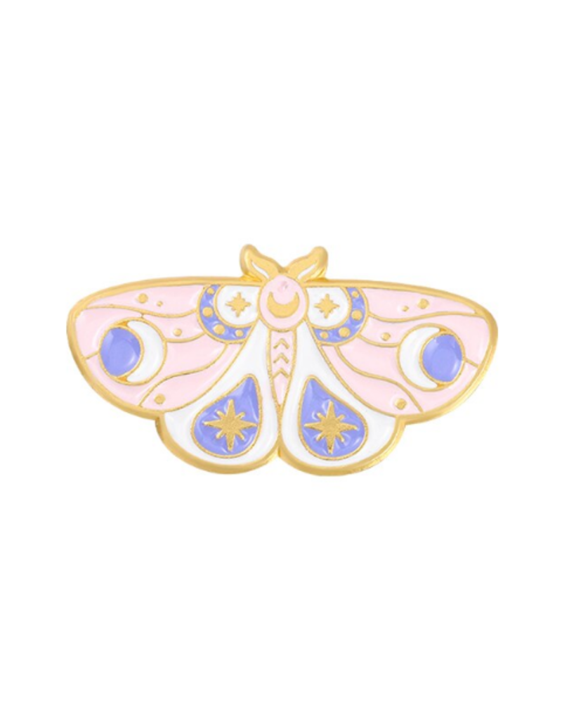 collage Enamel Pin Pink and Blue Moth