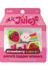 Ooly Lil' Juicy Strawberry Scented Pencil Topper Eraser Set