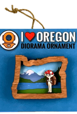 20 Leagues I Heart Oregon Diorama Ornament Mushroom Hiker