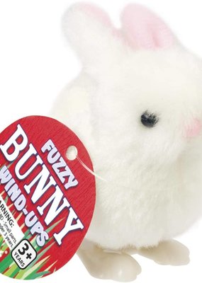 Toysmith Wind Up Hopping White Fuzzy Bunny