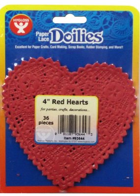 Hygloss Paper Lace Heart Doilies Red