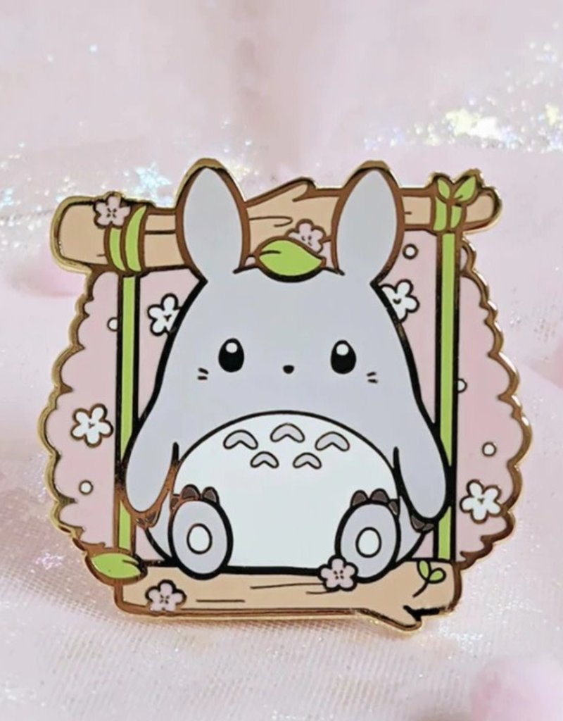 collage Enamel Pin Cute Totoro on Swing