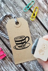 Skull and Cross Buns Stamp Stripey Tea Cup