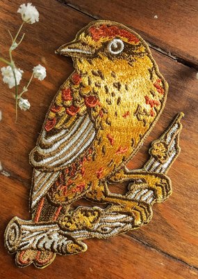 Mustard Beetle Patch Embroidered Palm Warbler Bird