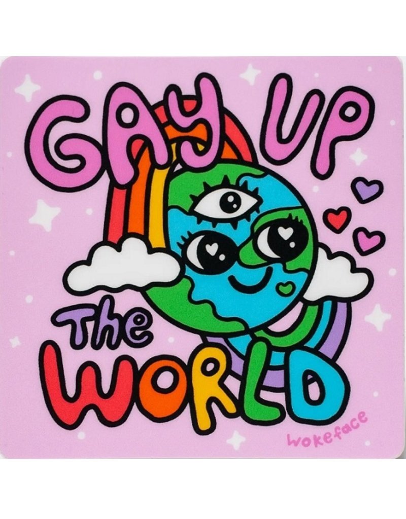 Wokeface Sticker Gay Up the World