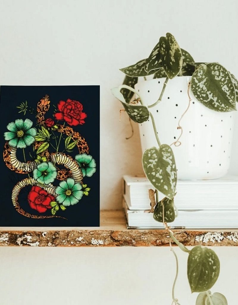 Print is Dead Postcard Mini Print Floral Snake
