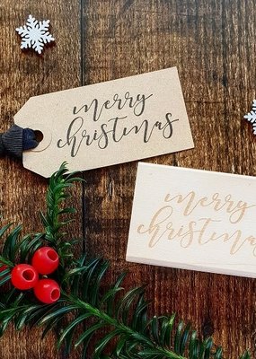Skull and Cross Buns Stamp Merry Christmas Calligraphy