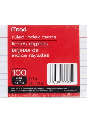 Mead Index Cards Ruled White