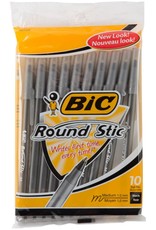 Bic Bic Round Stic Medium Ballpoint Pens 10 Pack Black