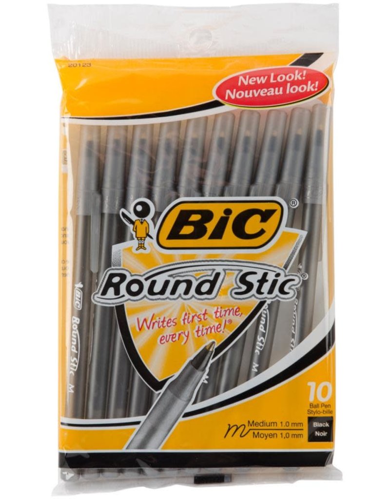 Bic Bic Round Stic Medium Ballpoint Pens 10 Pack Black