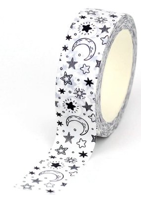 Great Hope Washi Doodle Stars and Moon on White