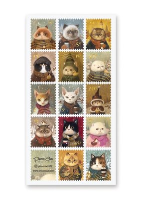 STICKII Stickers Winter Cat Stamps