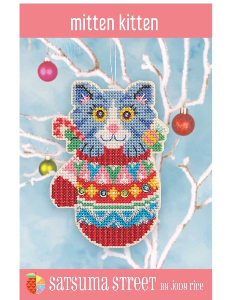 Satsuma Street Cross Stitch Ornament Kit Mitten Kitten