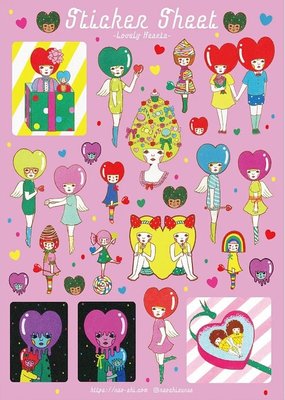 Naoshi Sticker Sheet Lovely Hearts