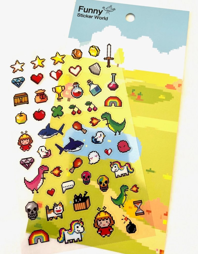 Stroomopwaarts kussen Uitbeelding Stickers Video Game Party - collage