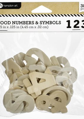 Hampton Art Wood Numbers & Symbols 38 Pack