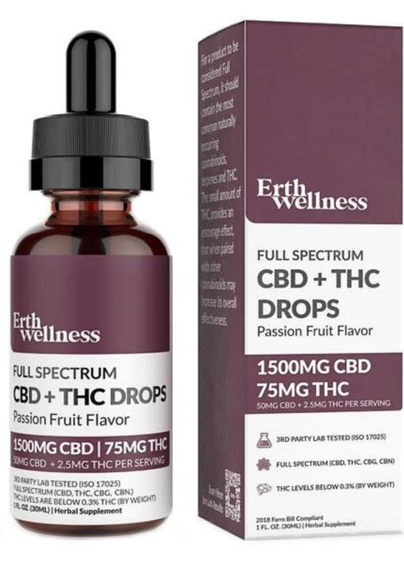 Erth Erth Full Spectrum CBD Oil Extract Tincture-Passion Fruit-1500mg