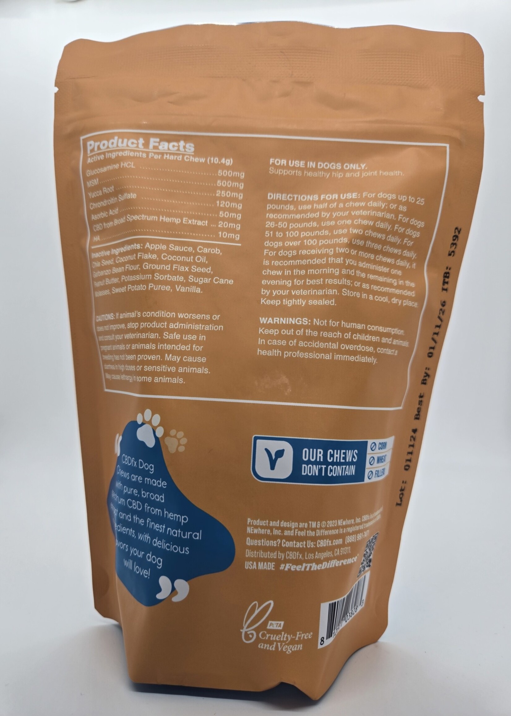 CBDfx CBDfx CBD Pet Treats - Joint Support Hard Chews - 600mg