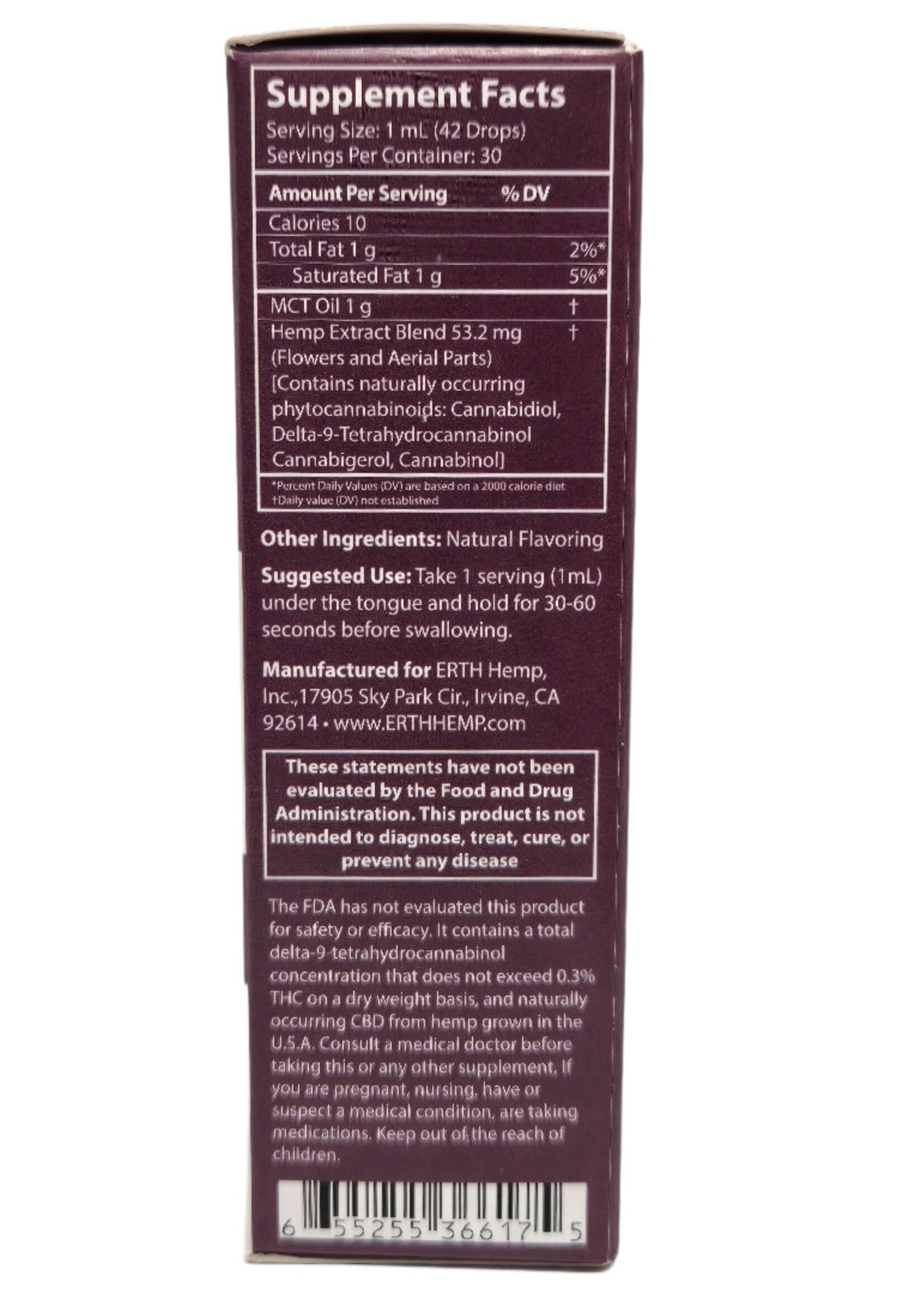 Erth Erth Full Spectrum CBD Oil Extract Tincture-Passion Fruit-1500mg