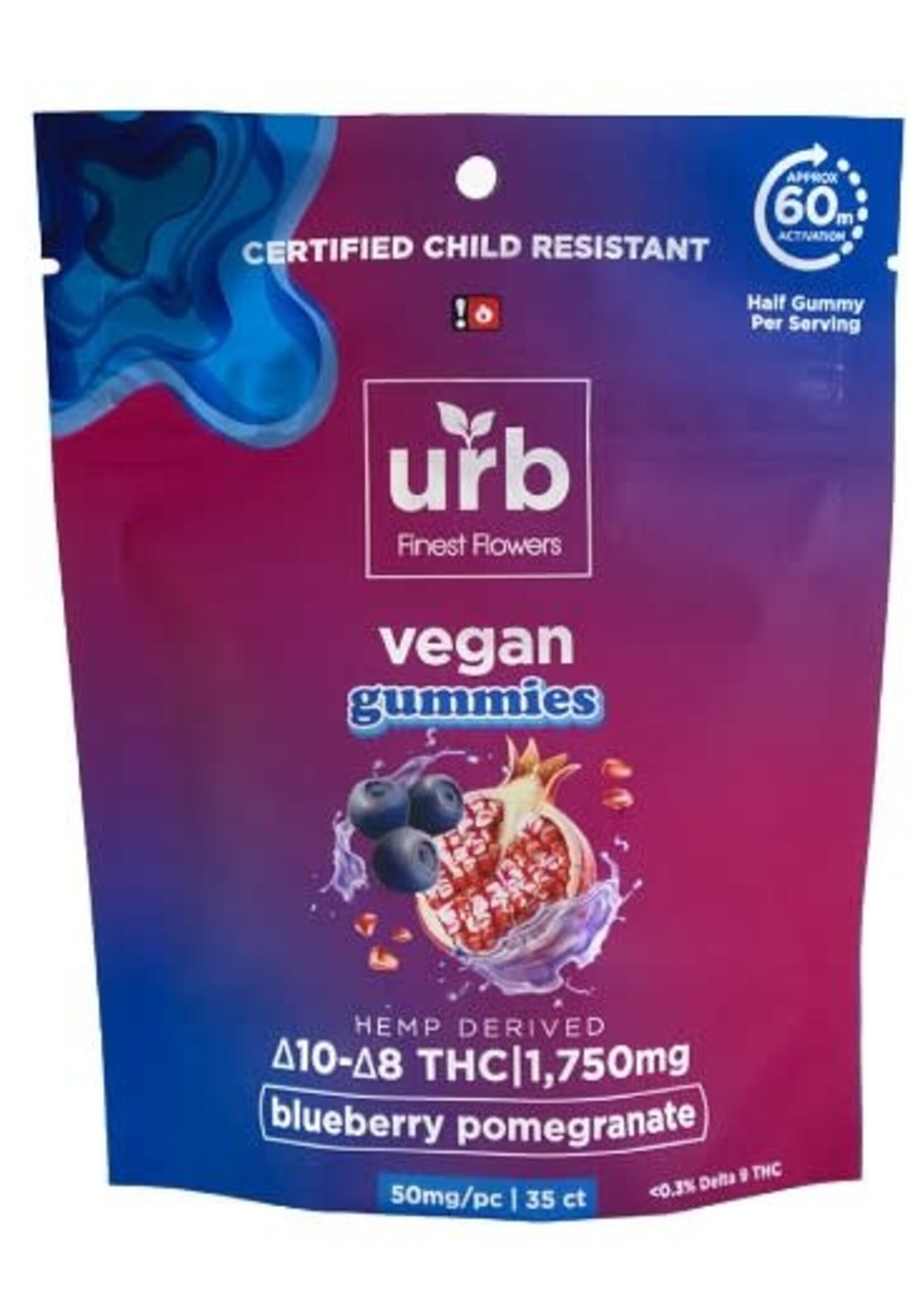 Urb Urb Delta 8 Gummies 1750mg - Blueberry Pomegranate