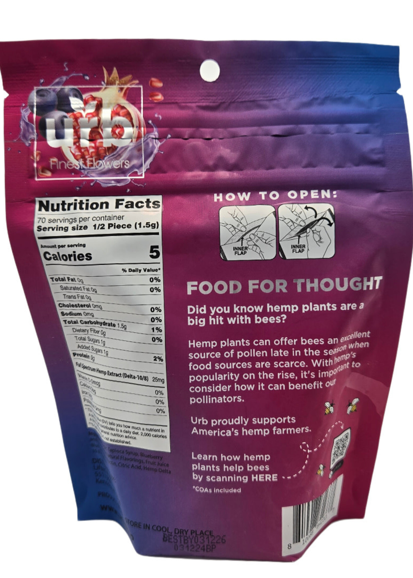 Urb Urb Delta 8 Gummies 1750mg - Blueberry Pomegranate