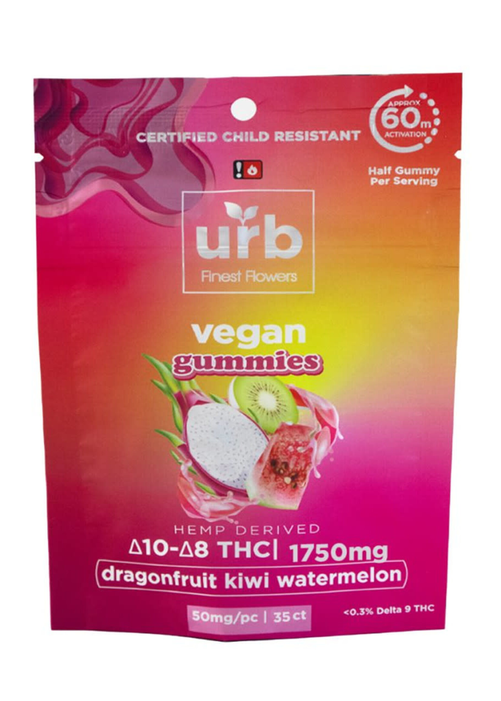 Urb Urb Delta 8 Gummies 1750mg - Dragonfruit Kiwi Watermelon