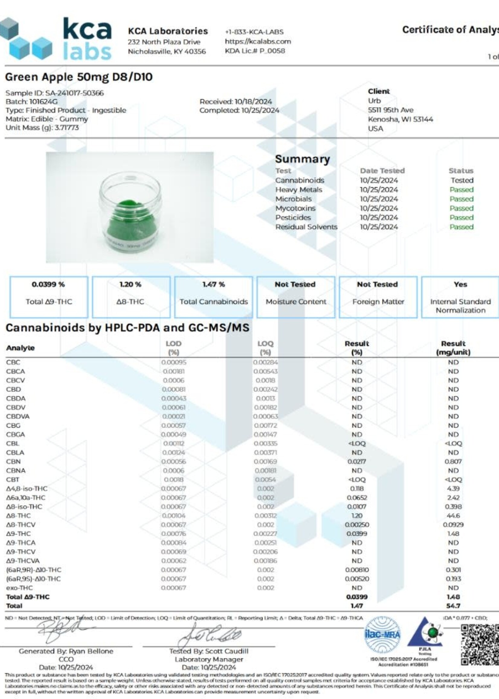 Urb Urb Delta 8 Gummies 1750mg - Green Apple