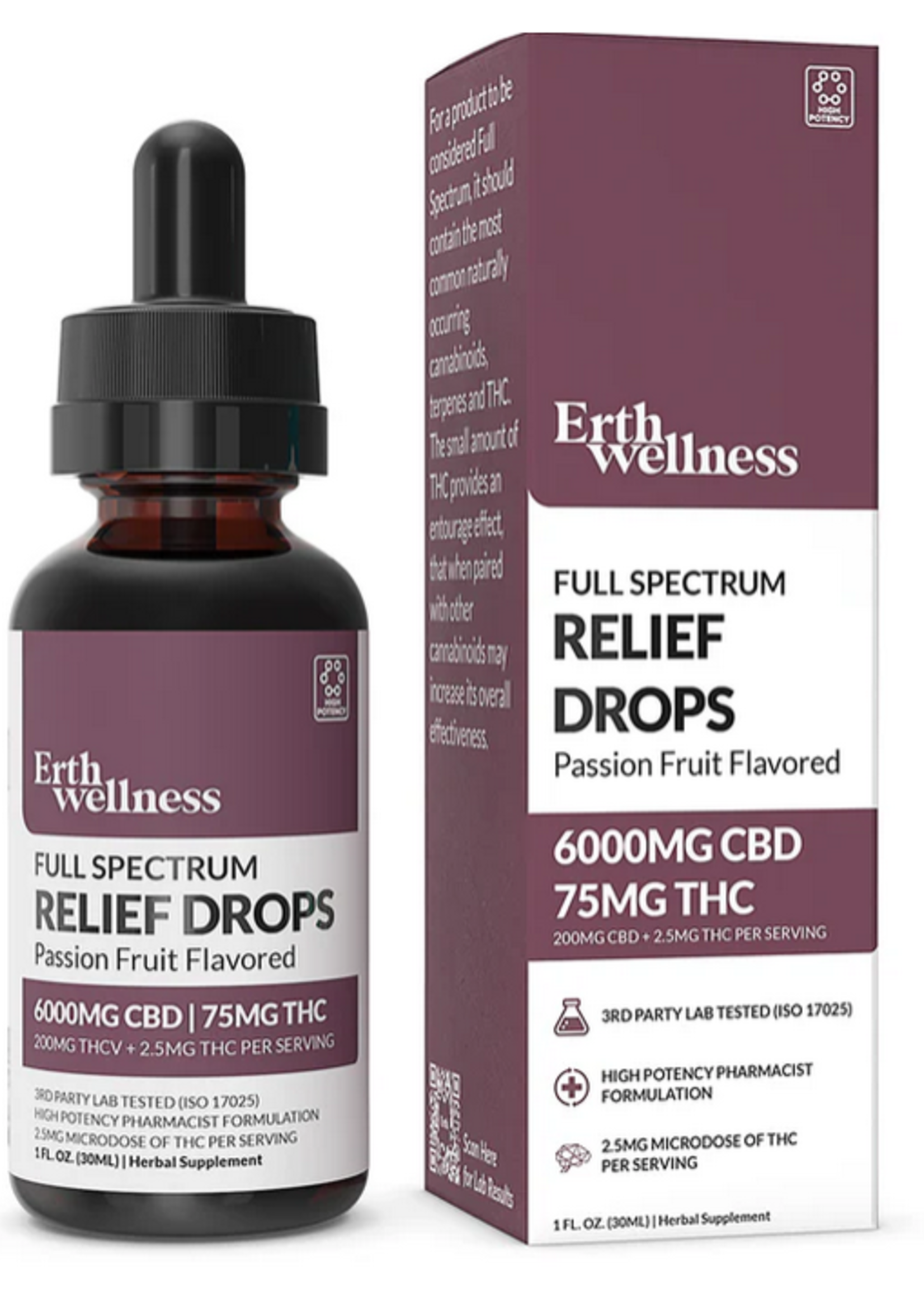 Erth Erth Full Spectrum CBD Oil Extract Tincture-Passion Fruit-6000mg THC