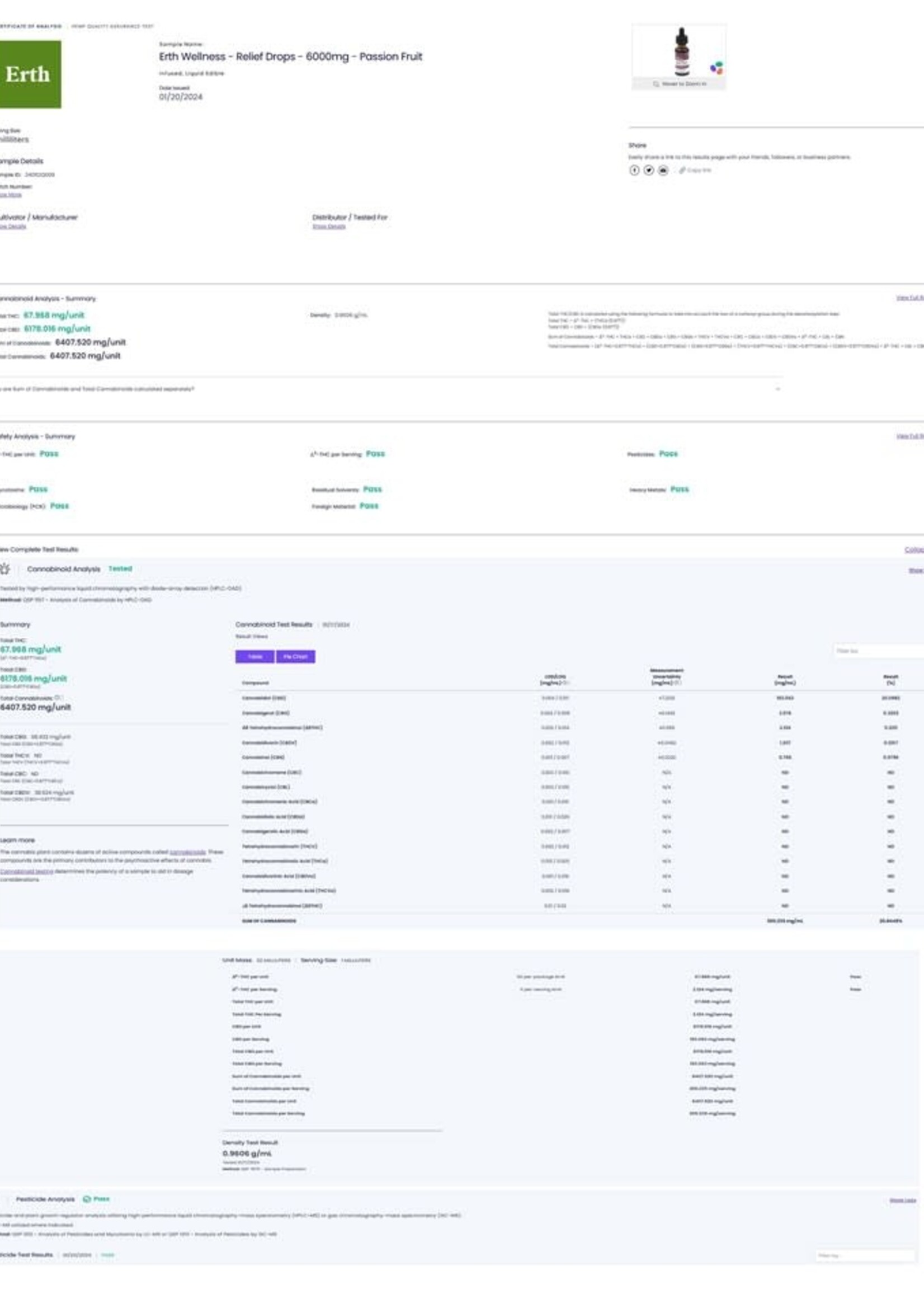 Erth Erth Full Spectrum CBD Oil Extract Tincture-Passion Fruit-6000mg THC