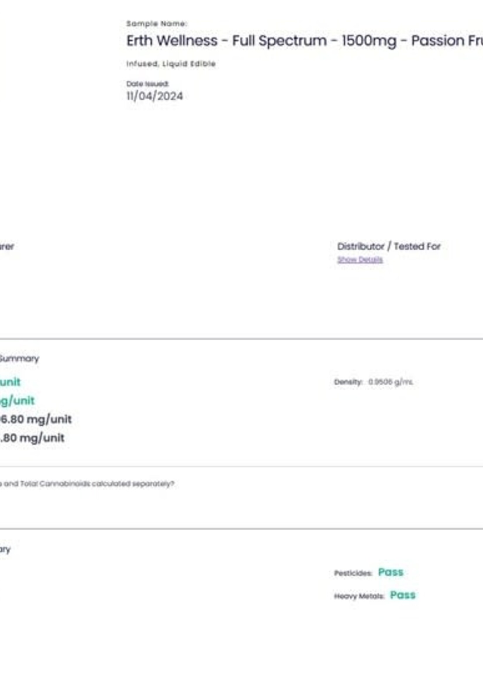 Erth Erth Full Spectrum CBD Oil Extract Tincture-Passion Fruit-1500mg