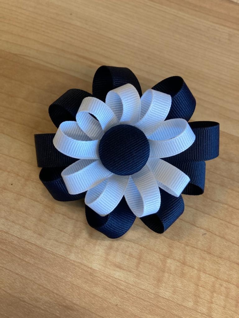 2 Layer Button Flower Ribbon Bow Hair Clip Saint Paul S Place