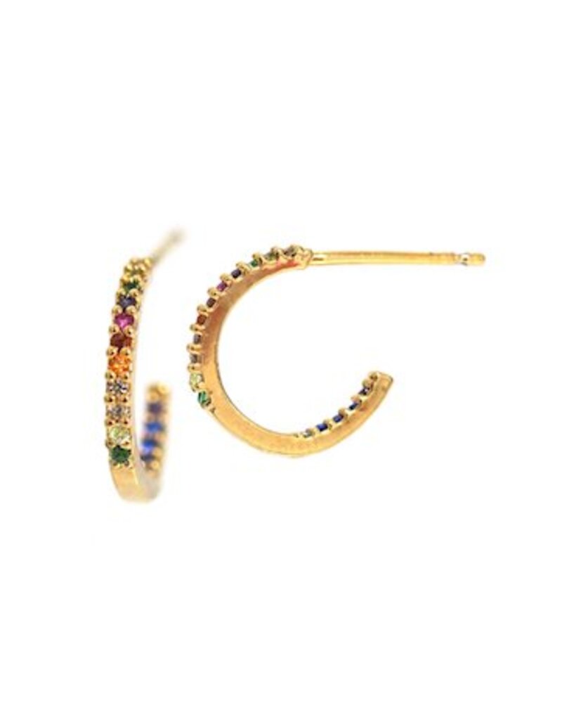 Small Rainbow Pave Hoop Earrings Mint Major Tai Jewelry Small Rainbow Pave Hoop Earrings