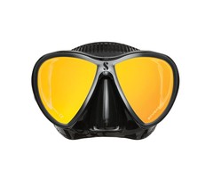 ScubaPro Synergy Trufit Twin Mirrored Lens - Black/Silver - Black Skirt