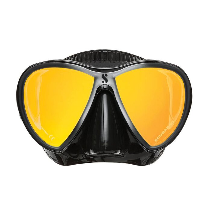 ScubaPro Synergy Trufit Twin Mirrored Lens - Black/Silver - Black Skirt