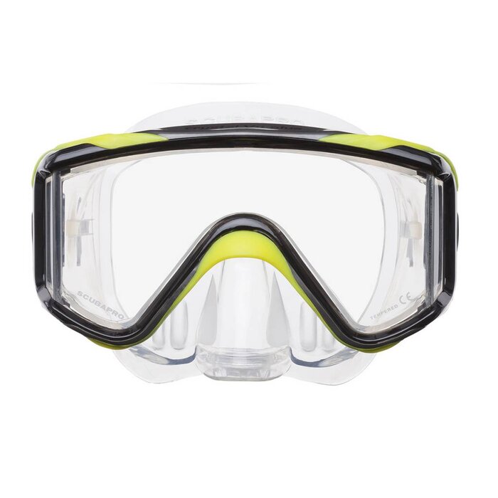ScubaPro Crystal VU Plus w/Purge - Black/Yellow/Gray - Clear Skirt