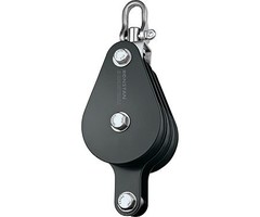 Ronstan Block, Triple,75mm Sheave, Becket, Swivel Shackle Head