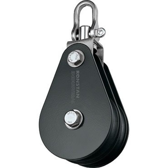 Ronstan Block, Double, 75mm Sheave, Swivel Shackle Head