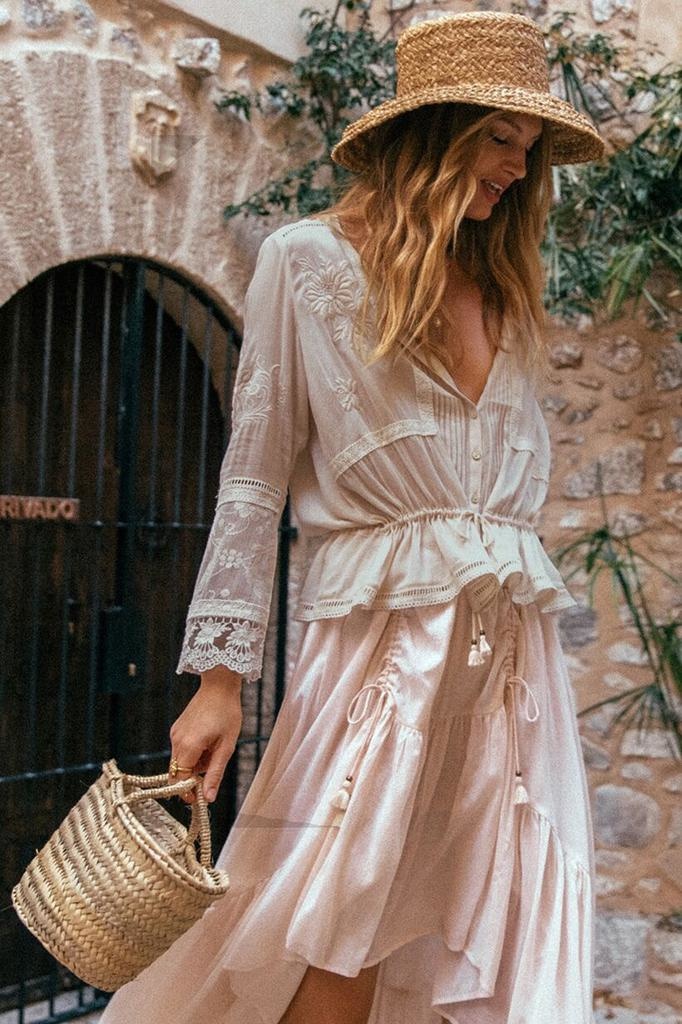 maggie embroidered midi dress