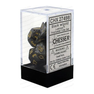 Chessex 7-die set - Lustrous - Black/Gold [CHX25498]
