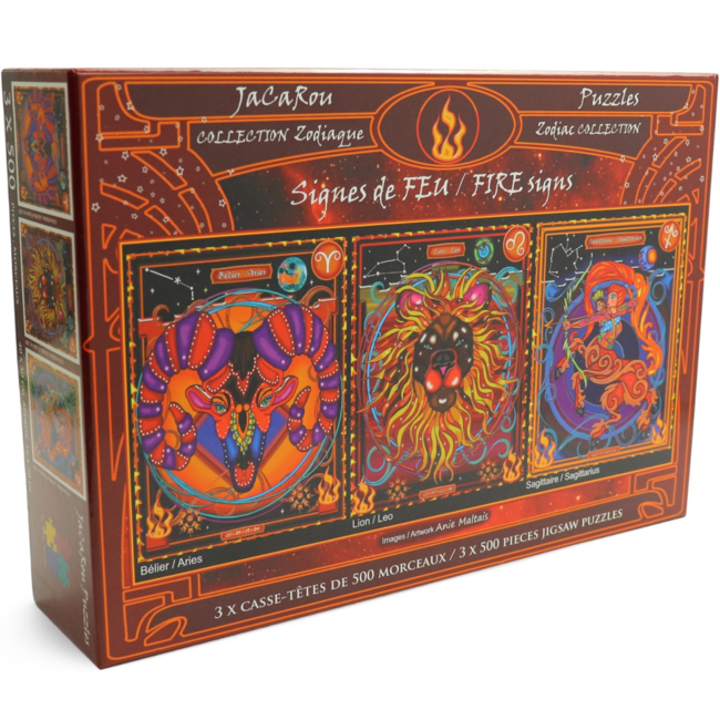 JaCaRou Puzzles FIRE Signs (3 x 500 pieces)