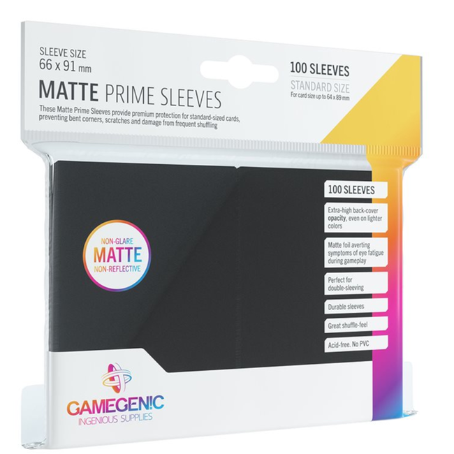 Matte Prime Black Sleeves (66mm x 91mm) - Pack of 100