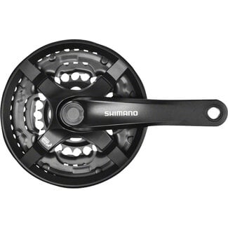 Shimano Tourney TY501 6/7/8-Speed 175mm 24/34/42t Square Crankset with Chainguard, Black