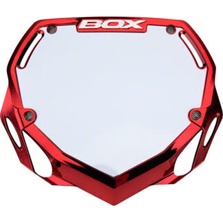 Box Two Number Plate Large Red/Chrome