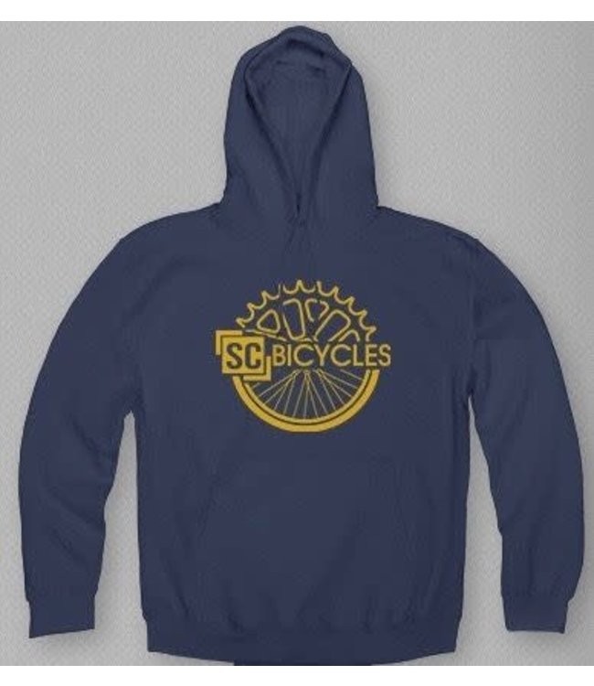 navy and yellow hoodie