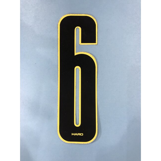 HARO OLD SCHOOL NUMBER BLACK WITH YELLOW TRIM 7"- 6*