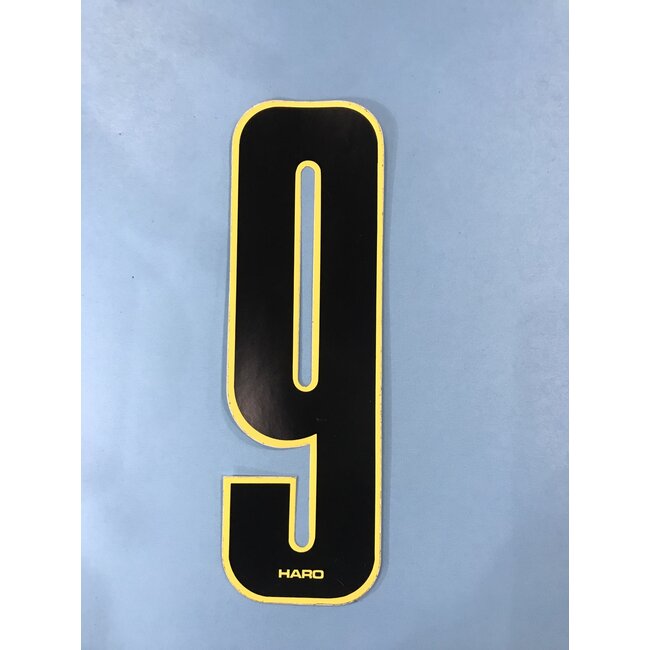 HARO OLD SCHOOL NUMBER BLACK WITH YELLOW TRIM 7"-9*