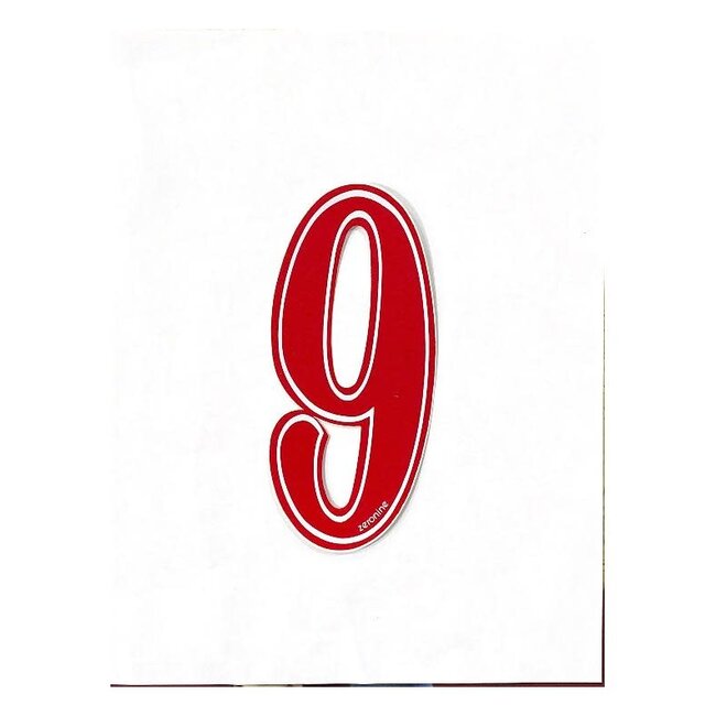 Zeronine Old School Sticker Number 9- Red - 6"*
