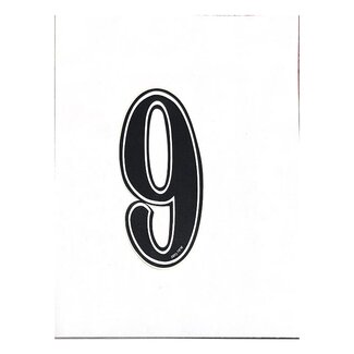 Zeronine Number black with White trim 6" -9